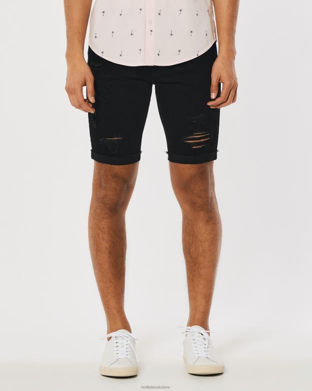 Bottoms Hollister Men Ripped Black No Fade Skinny Denim Shorts 9\\ 488201173 Ripped Black